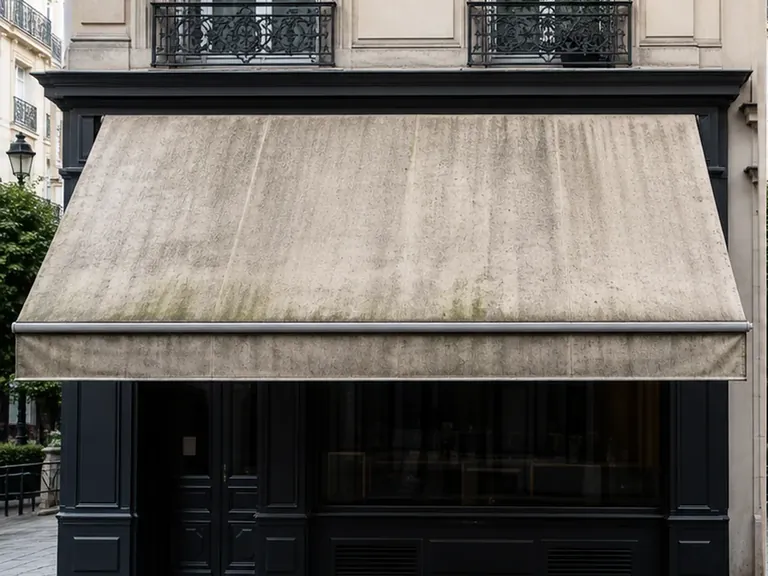Store banne encrassé avant nettoyage à Paris